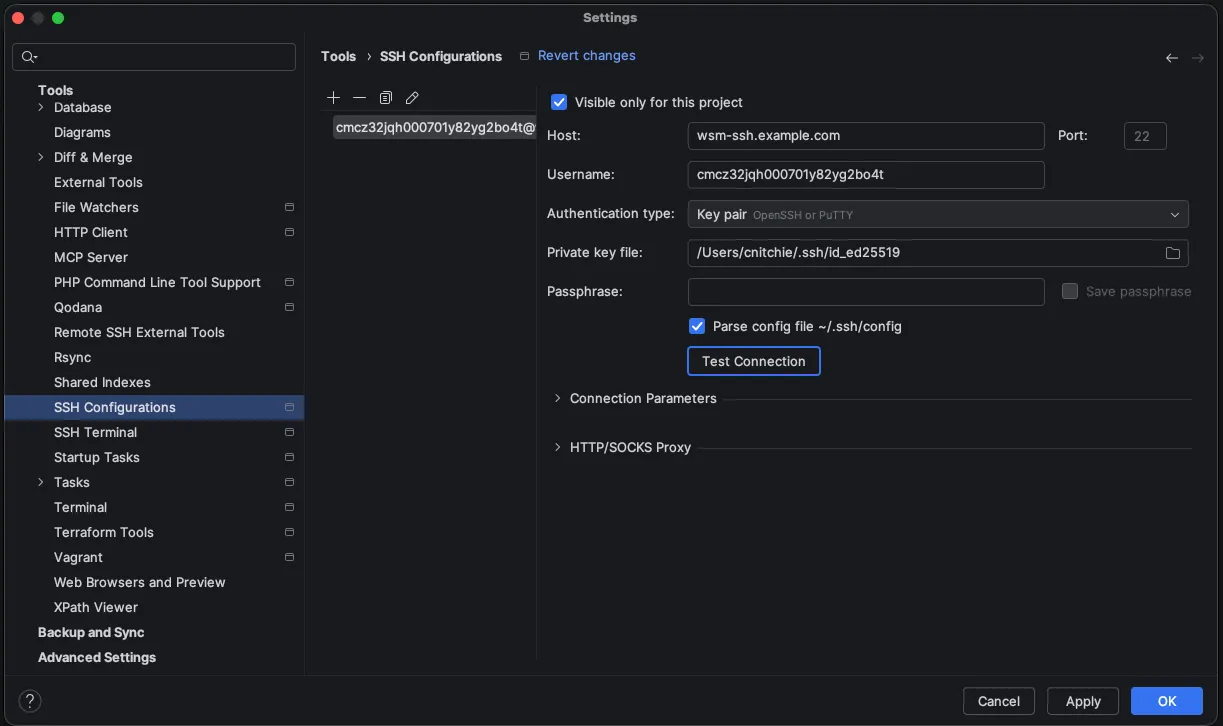Screenshot: SSH Configuration