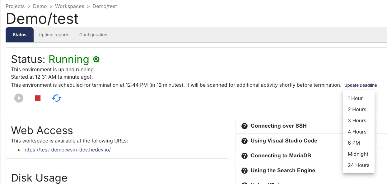Update workspace deadline