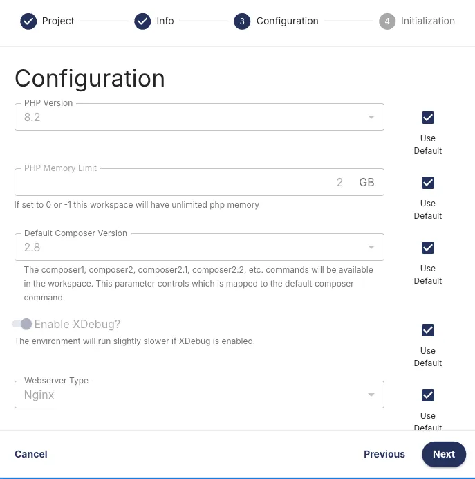 System configuration step