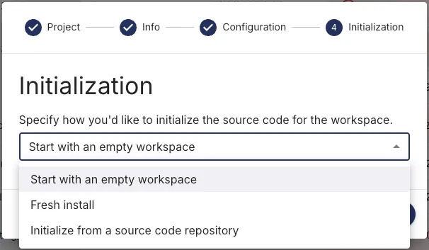 Initialization options step